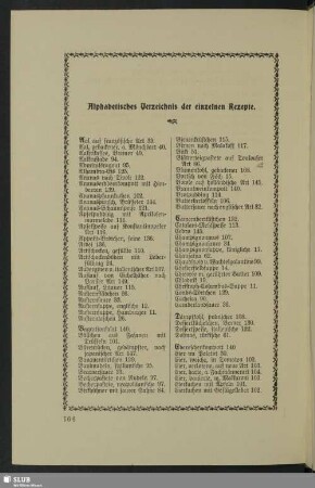 Alphabetisches Verzeichnis der einzelnen Rezepte