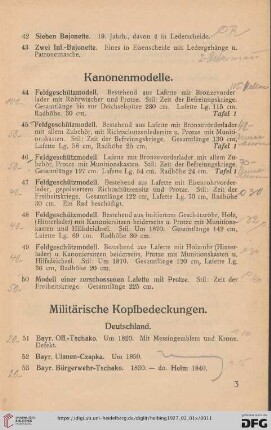 Kanonenmodelle (Nr. 44-50)