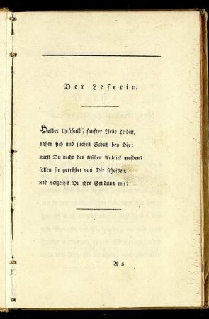 Der Leserin.