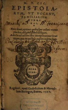 Epistolarum ut vocant familiarum libri XVI