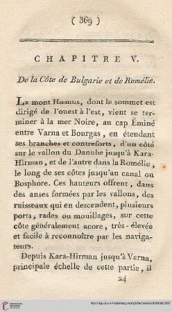 Chapitre V: De la Côte de Bulgarie et de Romélie