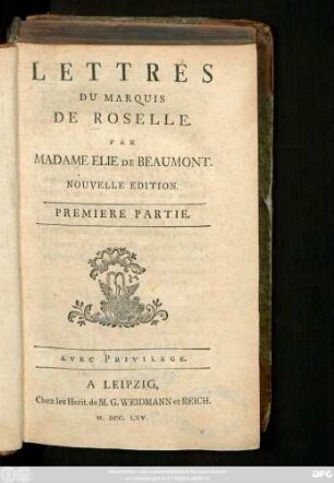 Pt. 1: Lettres Du Marquis De Roselle