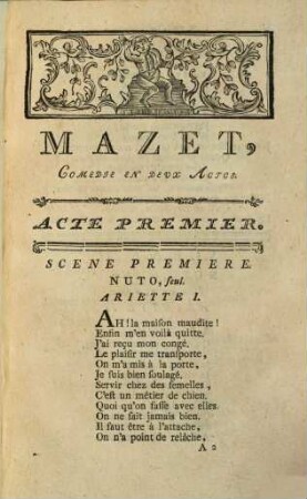 Mazet : Comédie En Deux Actes, Mêlée D'Ariettes