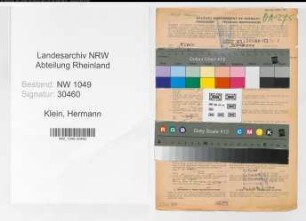 Entnazifizierung Hermann Klein , geb. 07.06.1904 (Klempner)