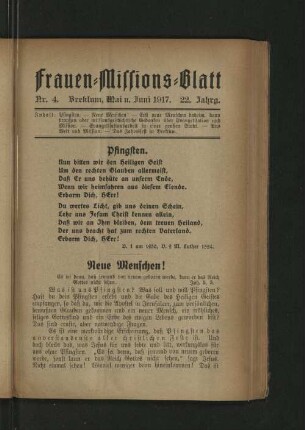 Nr. 4, Mai u. Juni 1917