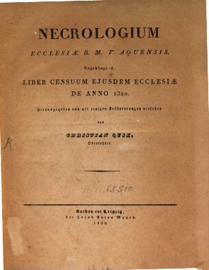 Necrologium Ecclesiae B. M. V. Aguensis
