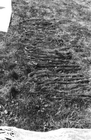 Detailansicht Garnstränge auf der Bleichwiese