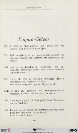 Empire-Gläser (Nr. 578-595)