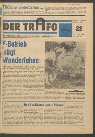 TRO-Betriebszeitung 'Der Trafo'; Nr. 22/1967 (14. Juni 1967 )