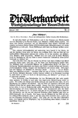 1931: Die Werkarbeit - 1931