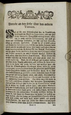 Vorrede an den Leser über den andern Tomum.