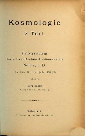 Kosmologie, 2