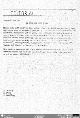 Editorial : Grenzfall ist tot