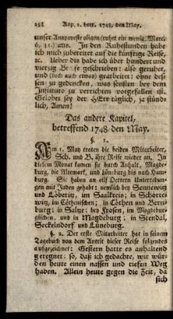 Das andere Kapitel, betreffend 1748. den May