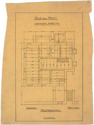 Billing, Hermann; Weinheim, Ehretstr. 9; Haus von Arndt - Grundriss Keller