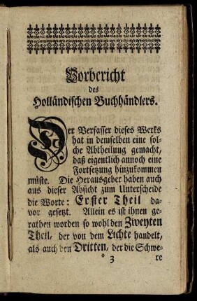 Vorbericht des holländischen Buchhändlers.