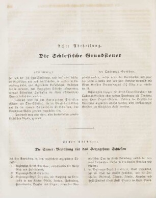 Achte Abtheilung. Die Schlesische Grundsteuer