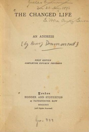 The changed life : an Adress