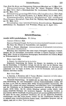 567-568, IV. Zeitschriftenschau