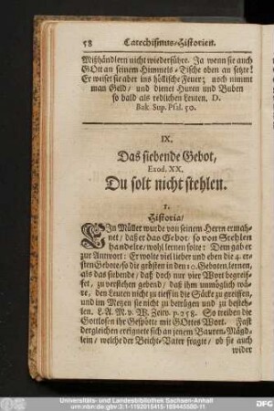 IX. Das siebende Gebot, Exod. XX. Du solt nicht stehlen.