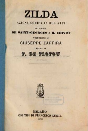 Zilda : azione comica in due atti