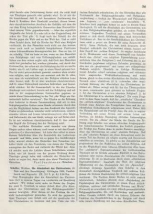 75-77 [Rezension] Scheller, Walther, Die Absolutheit des Christentums
