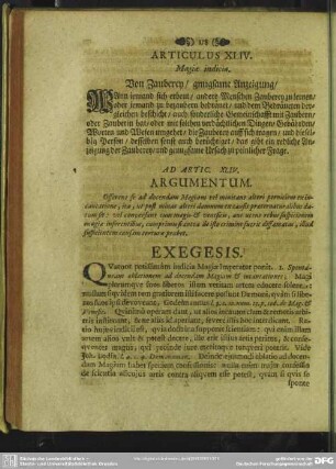 Articulus XLIV. Magiae indicia. Von Zauberey, gnugsame Anzeigung