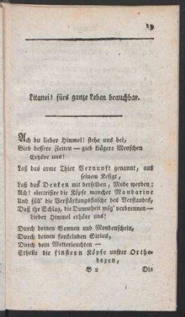 Litanei! fürs ganze Leben brauchbar