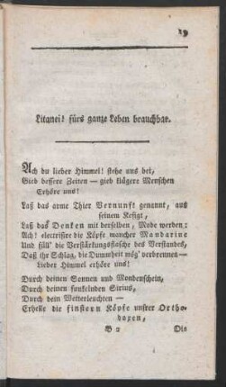 Litanei! fürs ganze Leben brauchbar