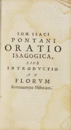 Oratio Isagogica, Sive Intrvctio Ad Florvm