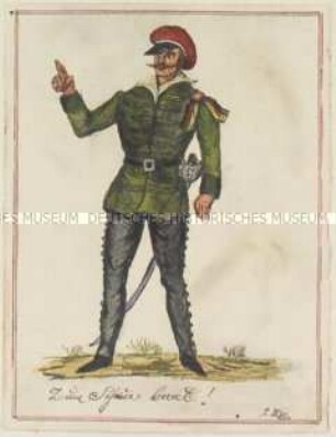 Darstellung eines Revolutionärs von 1848 ("Zum Schwur bereit") - Folge von vier Blättern