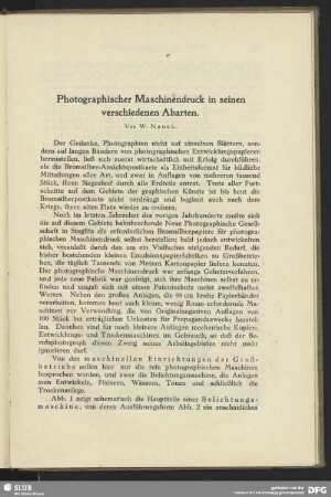 Photographischer Maschinendruck in seinen verschiedenen Abarten