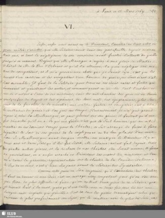 VI. à Paris, ce 15. Mars 1769.