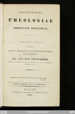 Institutiones Theologiae Christianae Dogmaticae