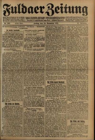 Erste Ausgabe vom Freitag, den 24. Dezember 1915.