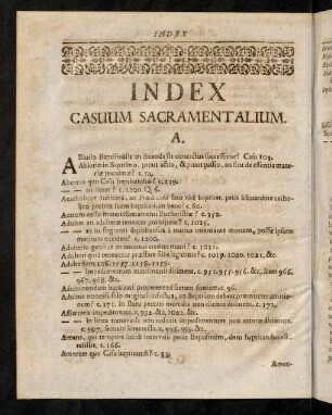 Index Casuum Sacramentalium