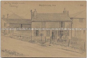 An der Straße nach Cauroy, handgezeichnete Postkarte von der französischen Front
