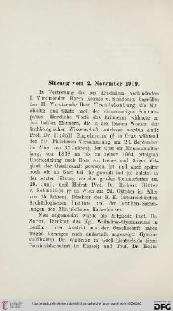 Sitzung vom 2. November 1909