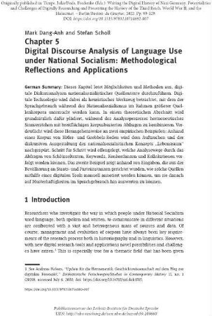 Digital discourse analysis of language use under national socialism: Methodological reflections and applications