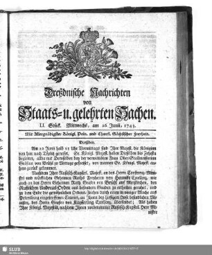 51. - 60. Stück. 26. Juni 1743 - 27. Juli 1743