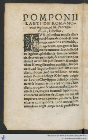Pomponii Laeti de Romanorum legibus.