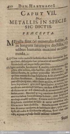 Caput VII. De Metallis in Specie Sic Dictis.