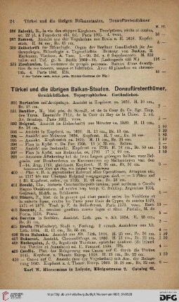Türkei und die übrigen Balkan-Staaten. Donaufürstenthümer (Nr. 390 - 501)