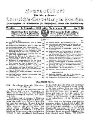 Sparsame Brennstoffbewirtschaftung : [Amtlicher Teil]