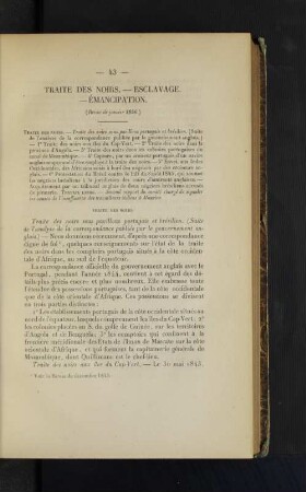 Traite des noirs. - Esclavage. - Emancipation.