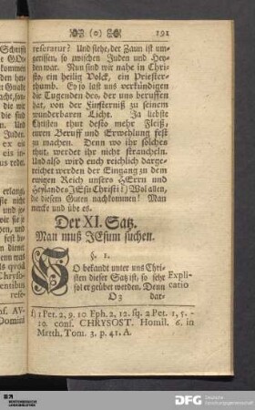 Der XI. Satz: Man muß Jesum suchen