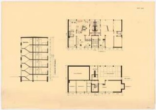 Mehrgeschossiges Wohnhaus, Berlin: Grundrisse, Schnitt