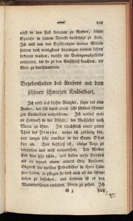 Begebenheiten des Arabers mit dem schönen schwarzen Knäbelbart.