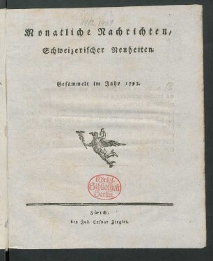 1793: Monatliche Nachrichten Schweizerischer Neuheiten