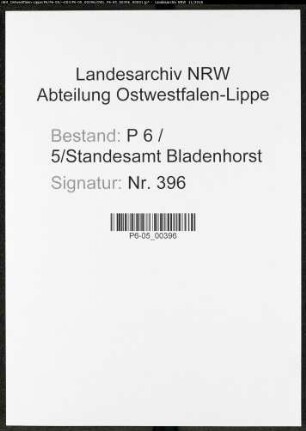 Sterberegister Standesamt Castrop-Rauxel Bladenhorst